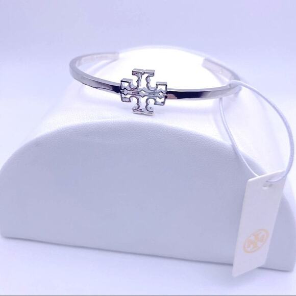 NWT Tory Burch Silver Cut Out Double T Cuff Bracelet - Picture 6 of 9
